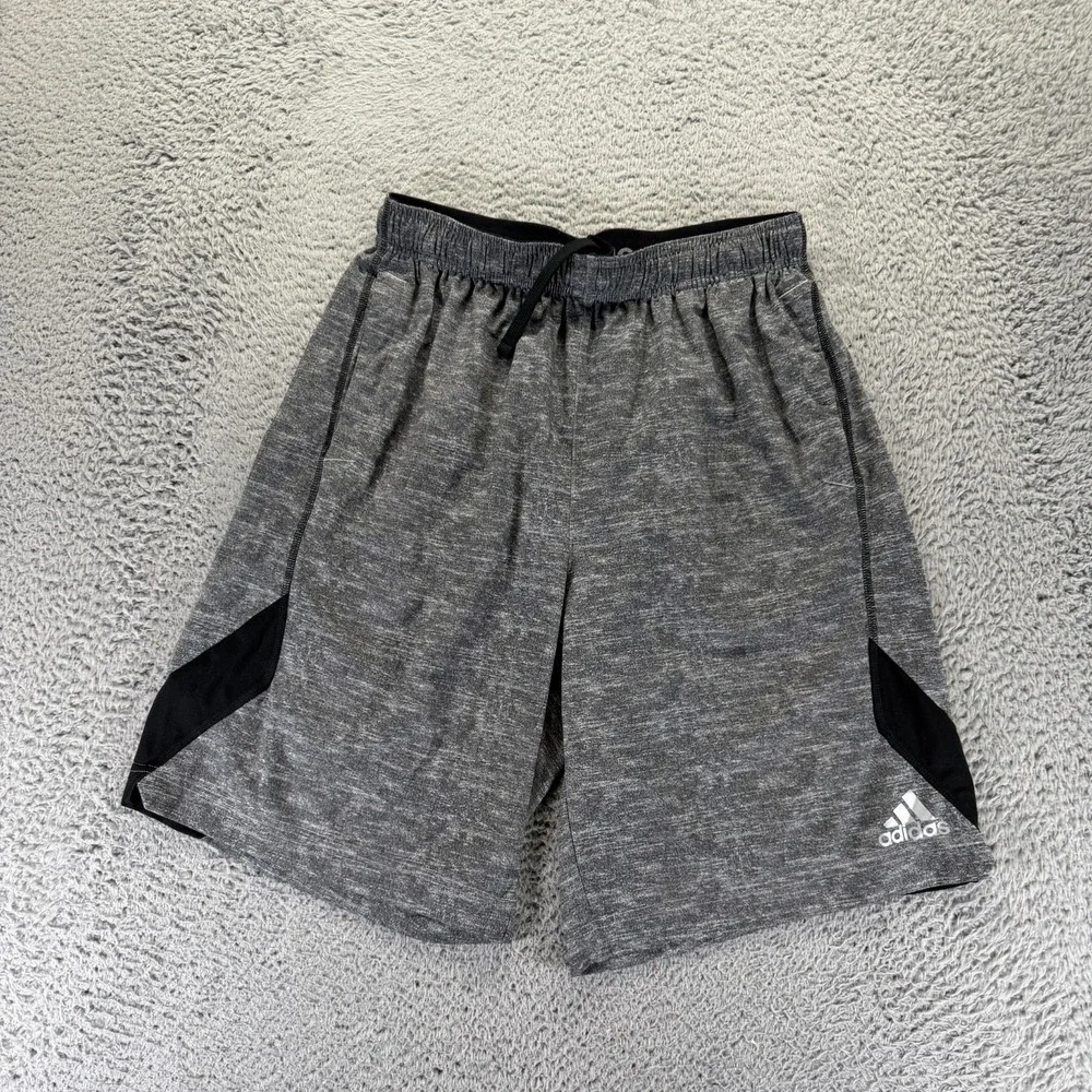 Adidas Climalite‎ Shorts Mens M Gray Polyester Athletic Running Workout Stretch